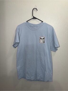 Obey Pale Blue Short-Sleeve Logo Tee